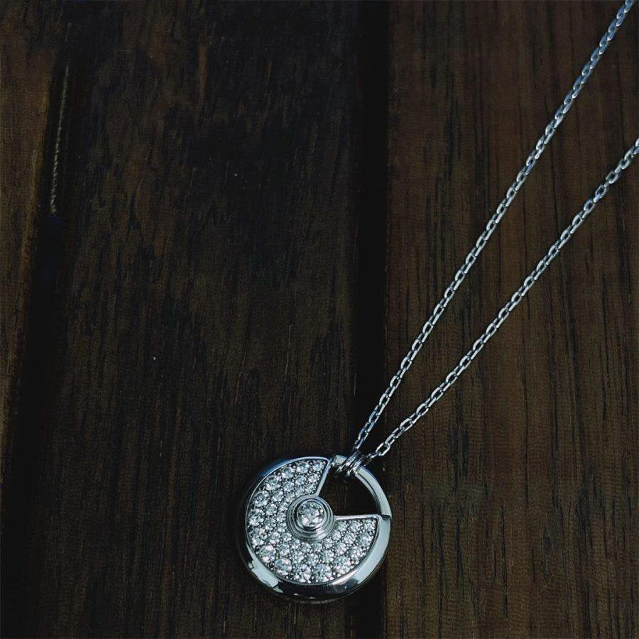 [Avelora Jewelry ]AMULETTE SILVER FULL DIAMOND NECKLACE