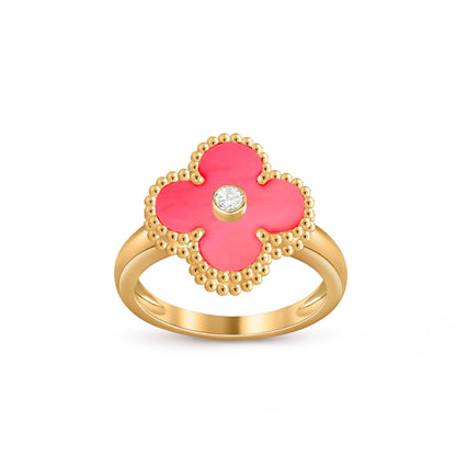 [Avelora]LUCKY CLOVER DIAMOND-ACCENT GOLD RING COLLECTION