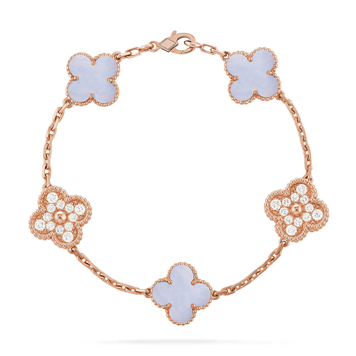 [Avelora Jewelry ] CLOVER 5 MOTIF PURPLE CHALCEDONY BRACELET COLLECTION