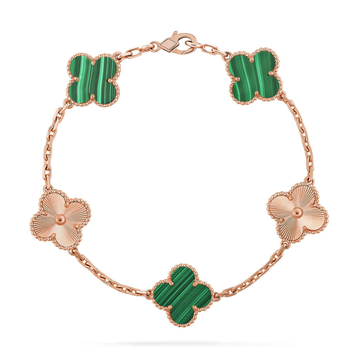 [Avelora]LUCKY CLOVER 5-MOTIF BRACELET - MALACHITE COLLECTION