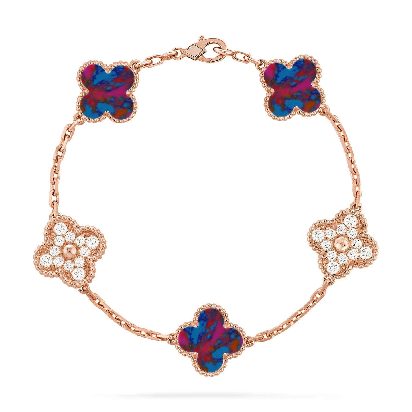 [Avelora]LUCKY CLOVER 5-MOTIF BRACELET - MULTI-GEM COLLECTION