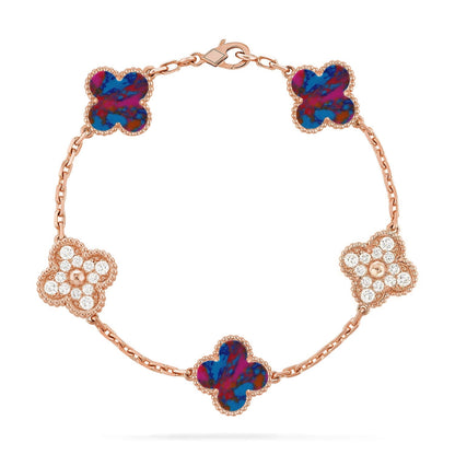 [Avelora]LUCKY CLOVER 5-MOTIF BRACELET - MULTI-GEM COLLECTION