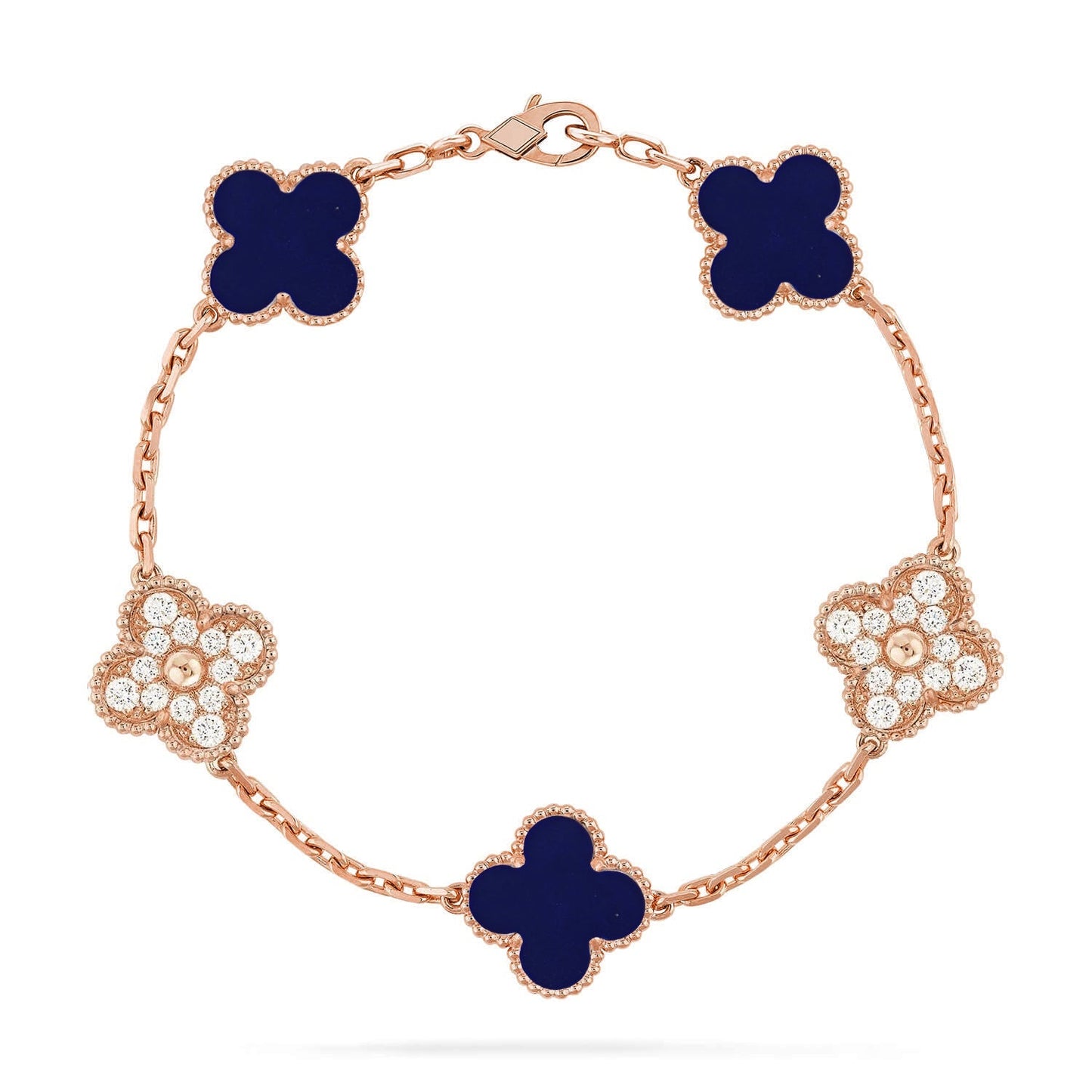 [Avelora]LUCKY CLOVER 5-MOTIF BRACELET - LAPIS LAZULI COLLECTION