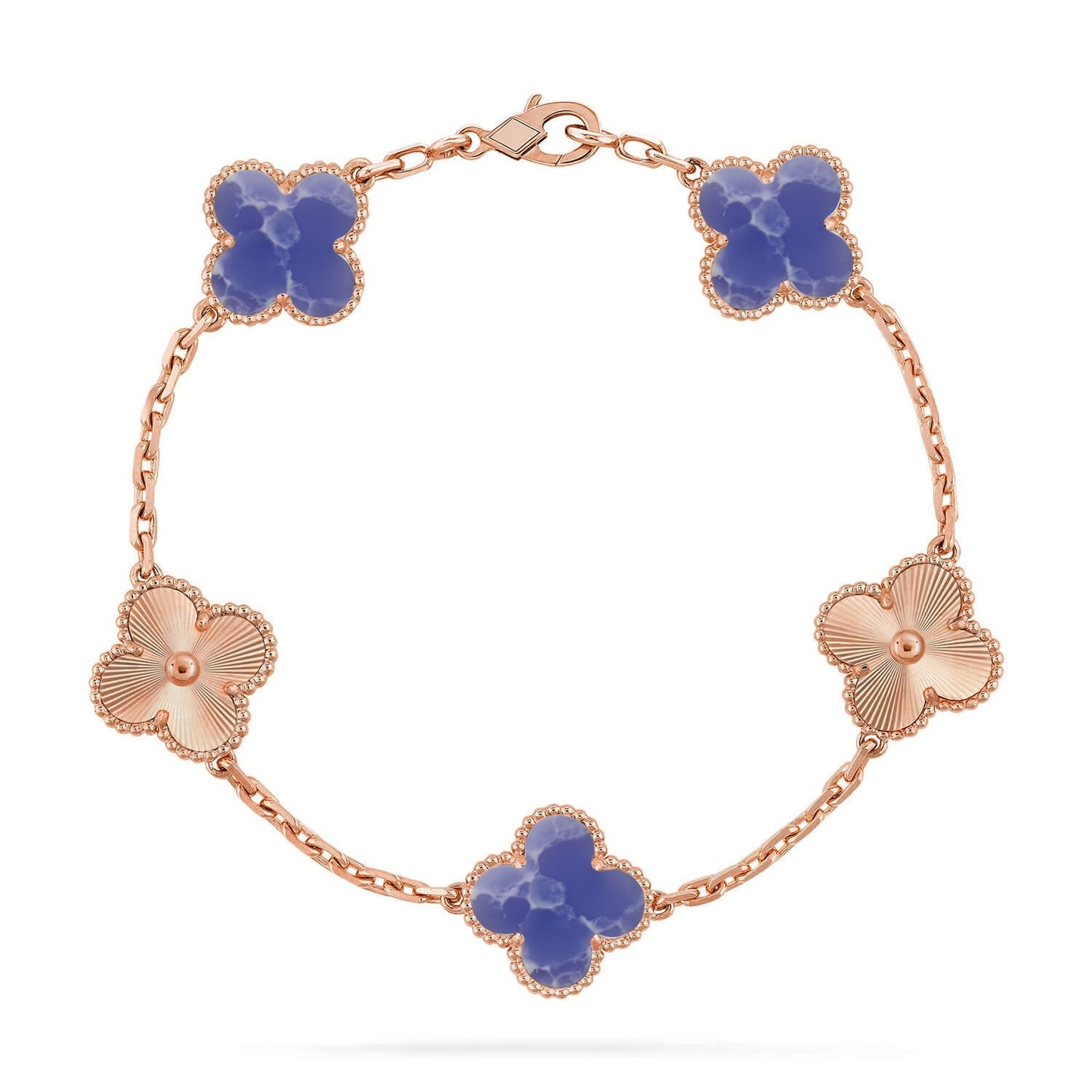 [Avelora]LUCKY CLOVER 5-MOTIF BRACELET - BLUE LARIMAR COLLECTION