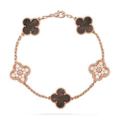 [Avelora]LUCKY CLOVER 5-MOTIF BRACELET - GREY MOTHER-OF-PEARL COLLECTION