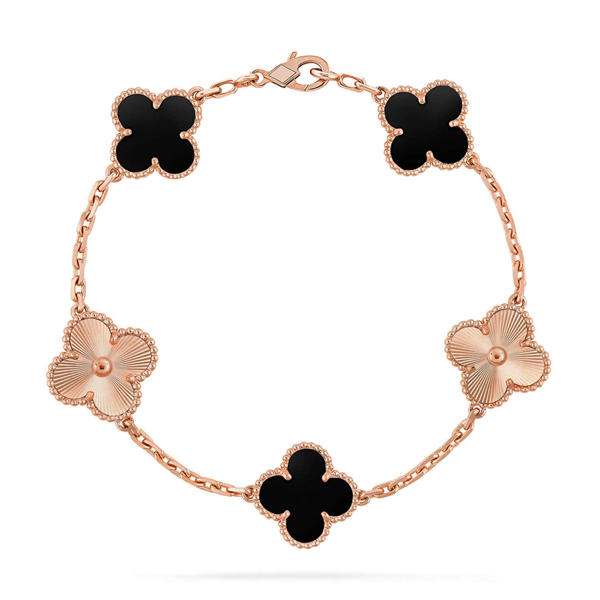 [Avelora]LUCKY CLOVER 5-MOTIF BRACELET - BLACK OXNY COLLECTION