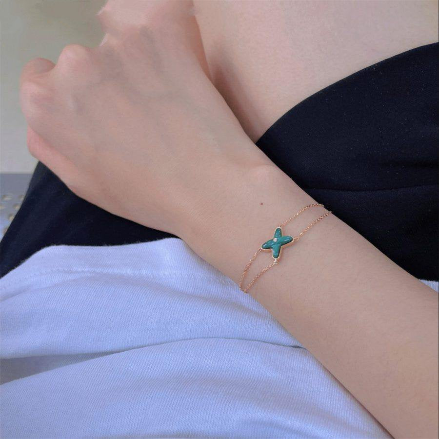 [Avelora Jewelry ]JEUX BRACELET MALACHITE PINK GOLD 1 DIAMOND