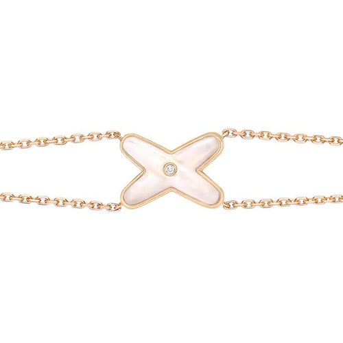 [Avelora]JEUX BRACELET WHITE MOP ROSE GOLD 1 DIAMOND