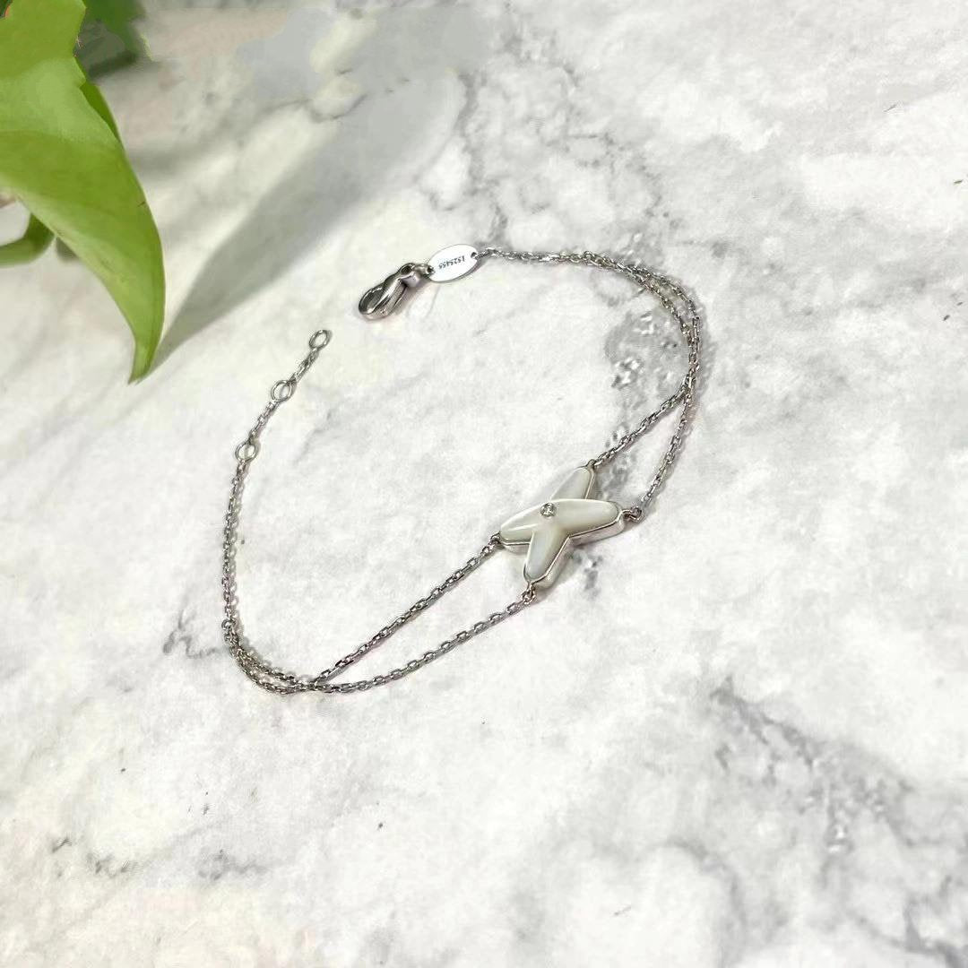 [Avelora]JEUX BRACELET WHITE MOP SILVER 1 DIAMOND