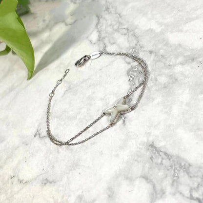 [Avelora]JEUX BRACELET WHITE MOP SILVER 1 DIAMOND