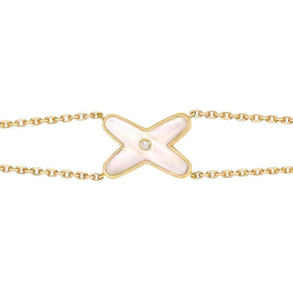 [Avelora]JEUX BRACELET WHITE MOP GOLD 1 DIAMOND