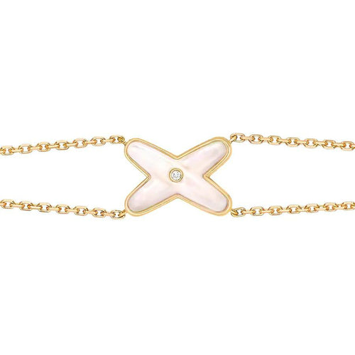 [Avelora]JEUX BRACELET WHITE MOP GOLD 1 DIAMOND