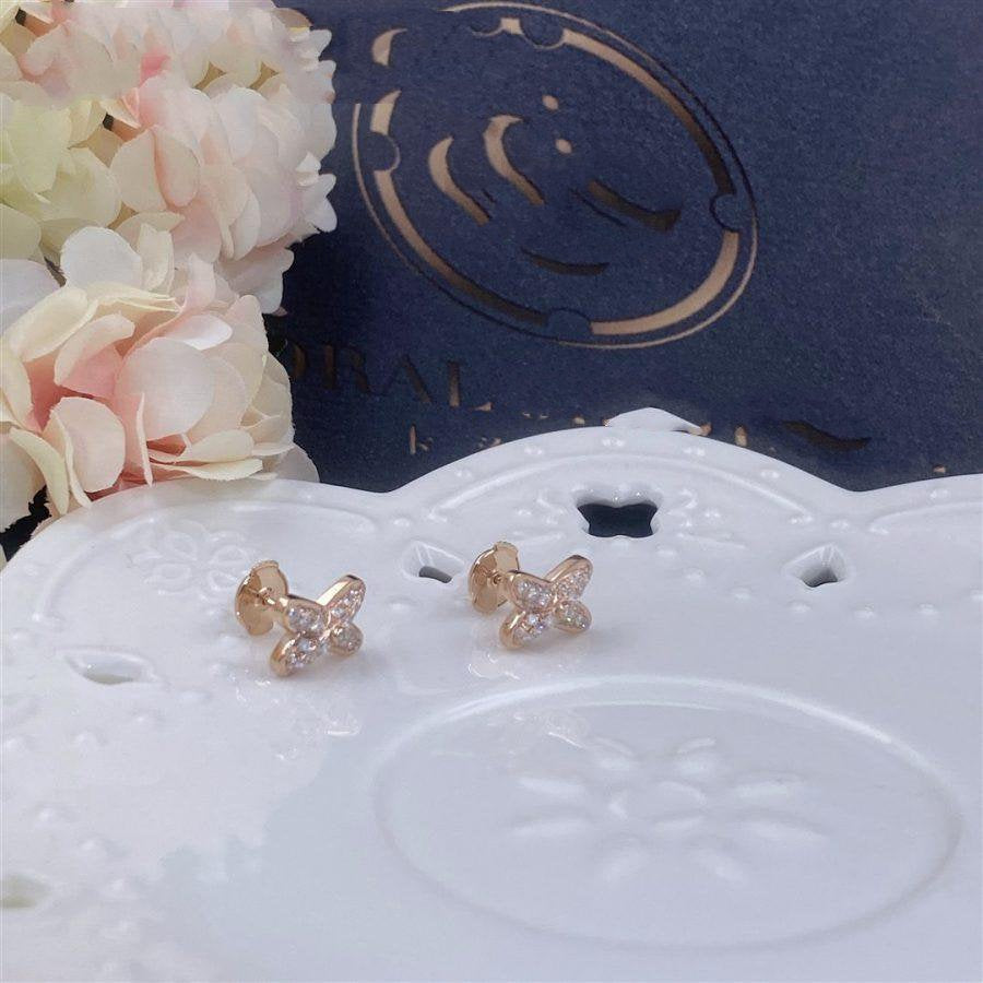 [Avelora]JEUX DE ROSE GOLD DIAMOND EARRINGS