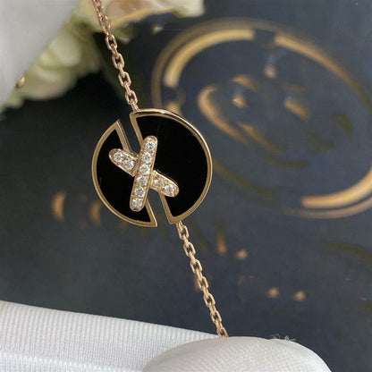 [Avelora]JEUX DE BRACELET ONYX ROSE GOLD DIAMOND
