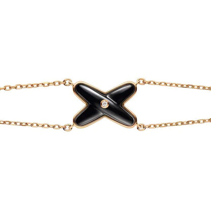 [Avelora]JEUX BRACELET ONYX ROSE GOLD 1 DIAMOND
