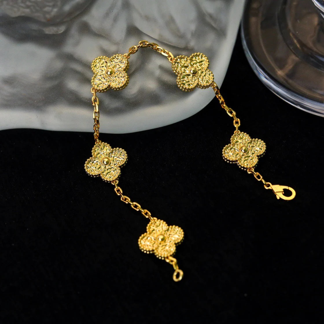 [Avelora]LUCKY CLOVER 5-MOTIF BRACELET - BRONZING