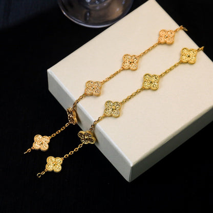 [Avelora]LUCKY CLOVER 5-MOTIF BRACELET - BRONZING