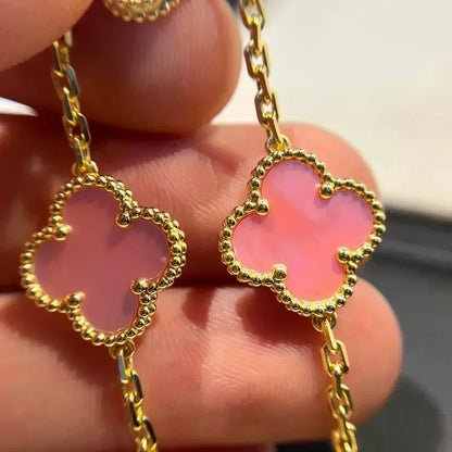 [Avelora]LUCKY CLOVER 5-MOTIF BRACELET - PINK MOTHER-OF-PEARL COLLECTION