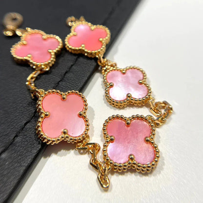 [Avelora]LUCKY CLOVER 5-MOTIF BRACELET - PINK MOTHER-OF-PEARL COLLECTION