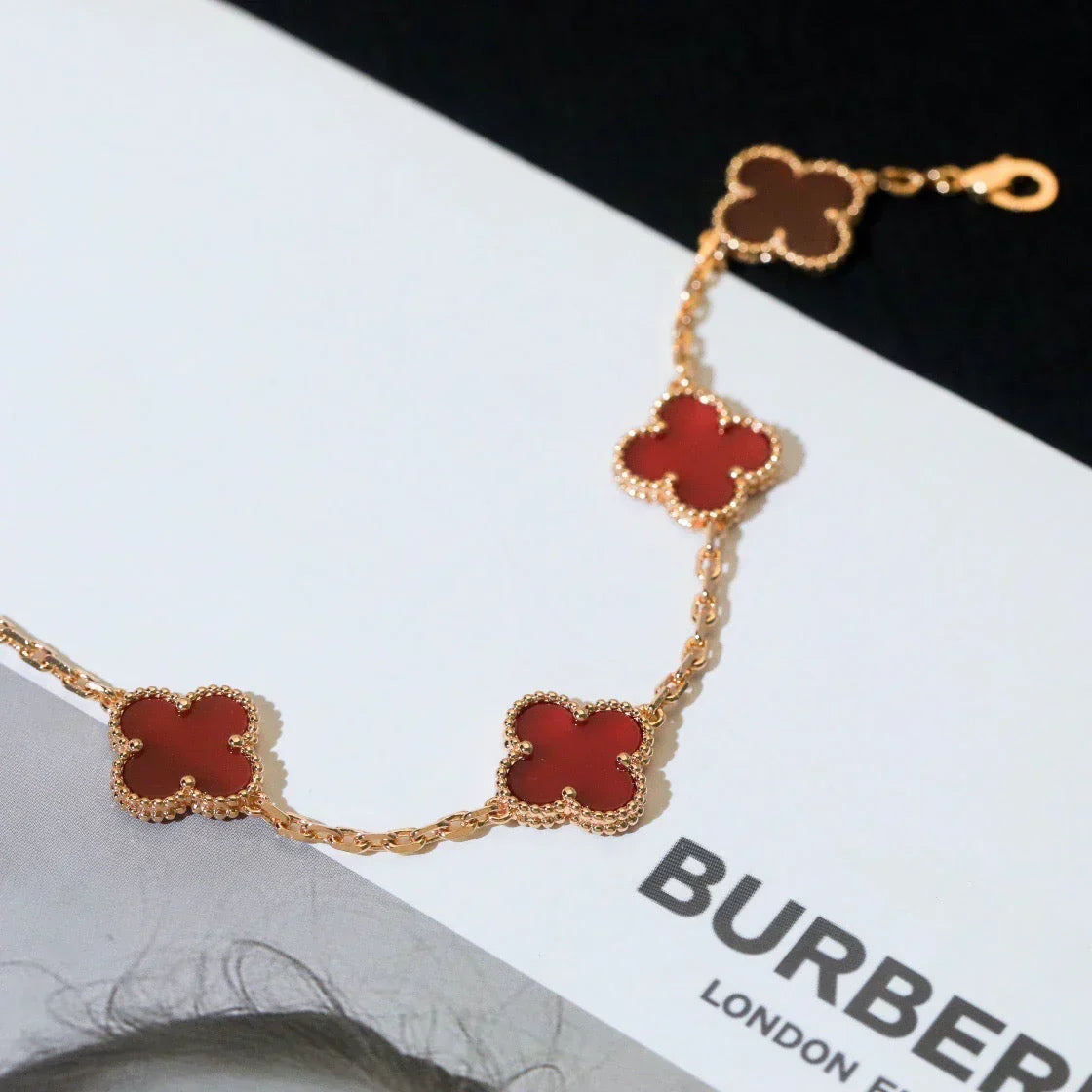 [Avelora Jewelry ] CLOVER 5 MOTIF RED CORNELIAN BRACELET COLLECTION