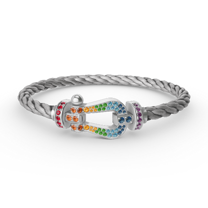 [Avelora]FORCE LARGE HORSESHOE COLORED DIAMOND BRACELET - WHITE GOLD