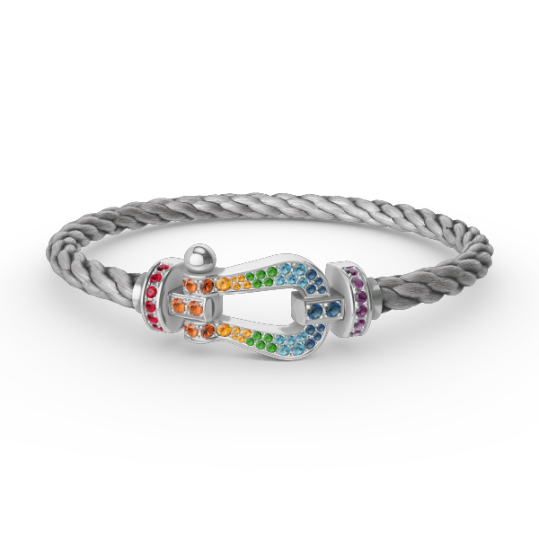 [Avelora Jewelry ]FORC LARGE HORSESHOE  COLORED DIAMOND BRACELET SILVER