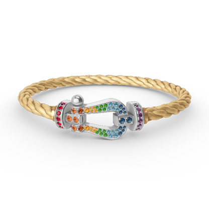 [Avelora]FORCE LARGE HORSESHOE COLORED DIAMOND BRACELET - WHITE GOLD