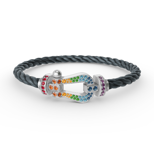 [Avelora]FORCE LARGE HORSESHOE COLORED DIAMOND BRACELET - WHITE GOLD