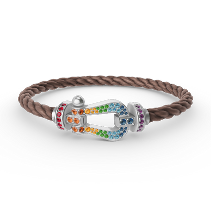 [Avelora]FORCE LARGE HORSESHOE COLORED DIAMOND BRACELET - WHITE GOLD