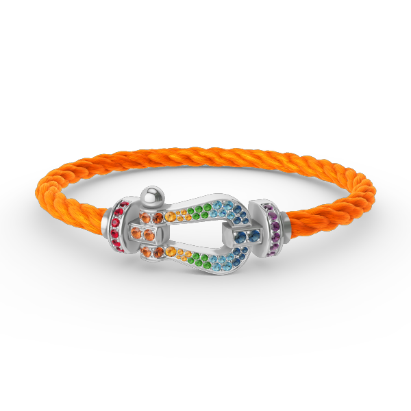 [Avelora]FORCE LARGE HORSESHOE COLORED DIAMOND BRACELET - WHITE GOLD