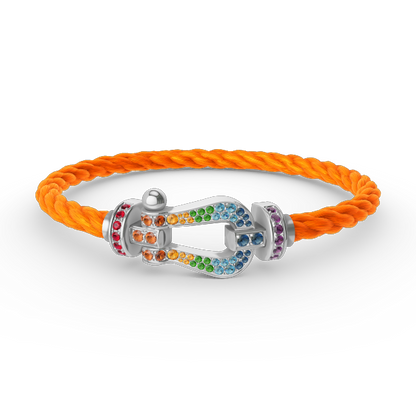 [Avelora]FORCE LARGE HORSESHOE COLORED DIAMOND BRACELET - WHITE GOLD