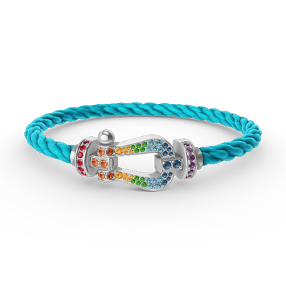 [Avelora]FORCE LARGE HORSESHOE COLORED DIAMOND BRACELET - WHITE GOLD
