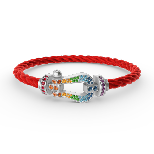 [Avelora]FORCE LARGE HORSESHOE COLORED DIAMOND BRACELET - WHITE GOLD