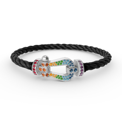 [Avelora]FORCE LARGE HORSESHOE COLORED DIAMOND BRACELET - WHITE GOLD