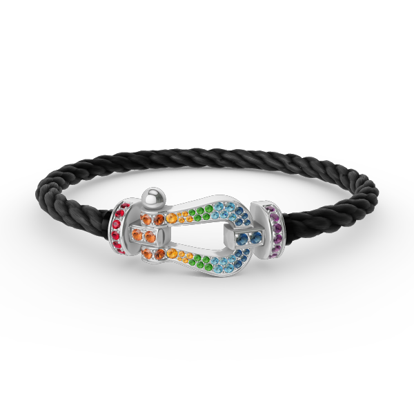 [Avelora Jewelry ]FORC LARGE HORSESHOE  COLORED DIAMOND BRACELET SILVER