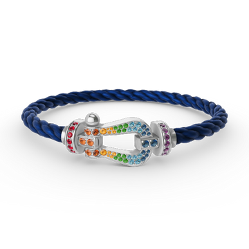 [Avelora Jewelry ]FORC LARGE HORSESHOE  COLORED DIAMOND BRACELET SILVER