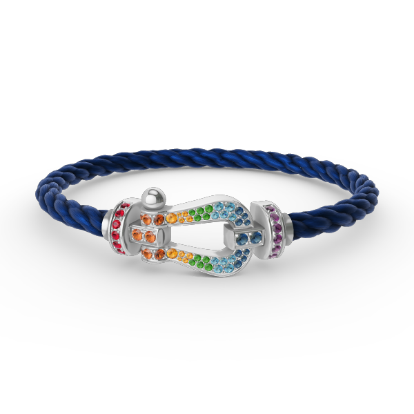 [Avelora Jewelry ]FORC LARGE HORSESHOE  COLORED DIAMOND BRACELET SILVER