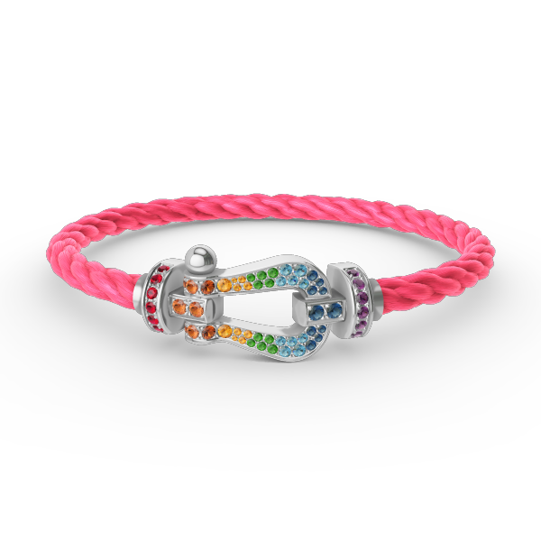 [Avelora Jewelry ]FORC LARGE HORSESHOE  COLORED DIAMOND BRACELET SILVER