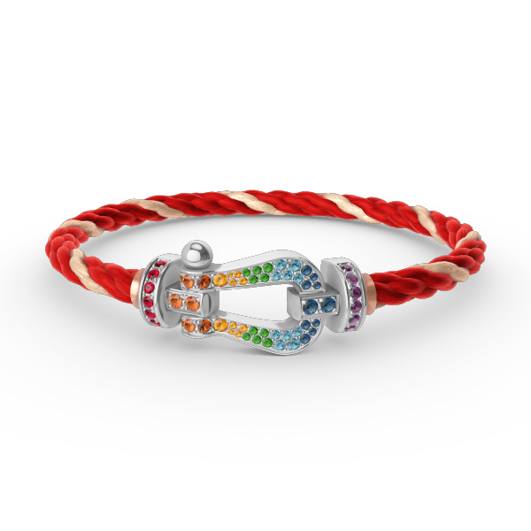 [Avelora Jewelry ]FORC LARGE HORSESHOE  COLORED DIAMOND BRACELET SILVER