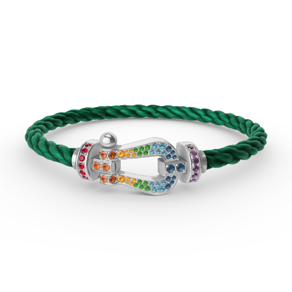[Avelora]FORCE LARGE HORSESHOE COLORED DIAMOND BRACELET - WHITE GOLD