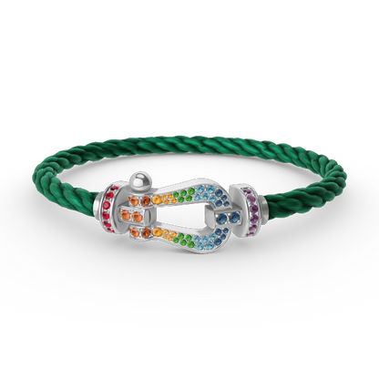 [Avelora]FORCE LARGE HORSESHOE COLORED DIAMOND BRACELET - WHITE GOLD