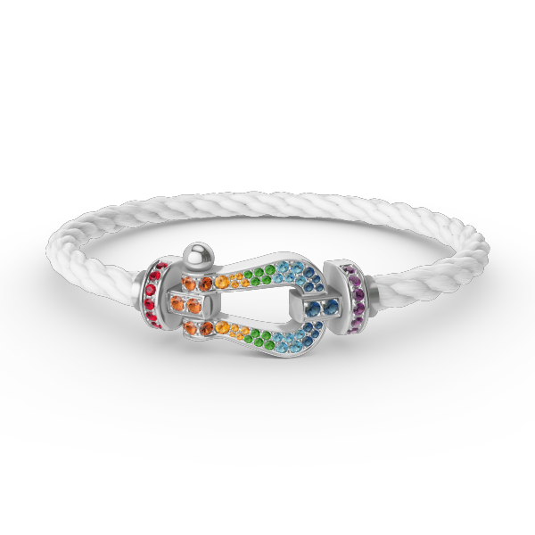 [Avelora]FORCE LARGE HORSESHOE COLORED DIAMOND BRACELET - WHITE GOLD