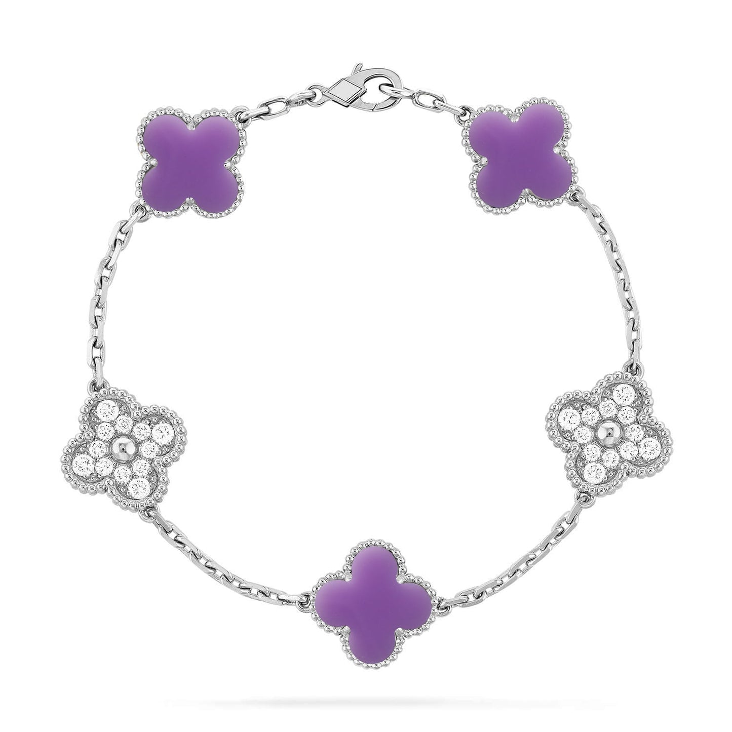 [Avelora]LUCKY CLOVER 5-MOTIF BRACELET - LAVENDER COLLECTION