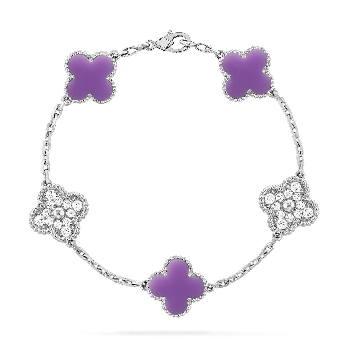 [Avelora Jewelry ]CLOVER 5 MOTIF LIGHT PURPLE BRACELET COLLECTION