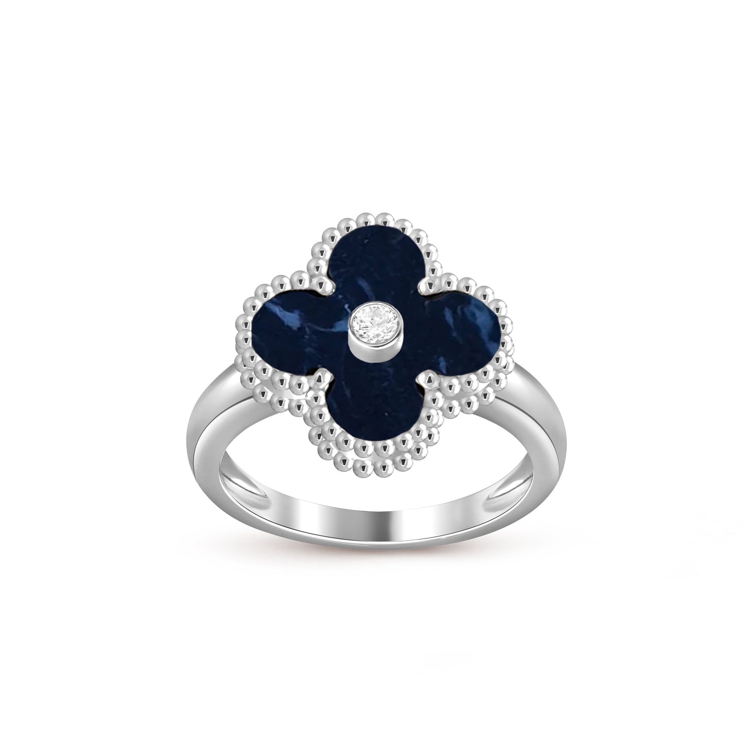 [Avelora]LUCKY CLOVER DIAMOND-ACCENT WHITE GOLD RING COLLECTION