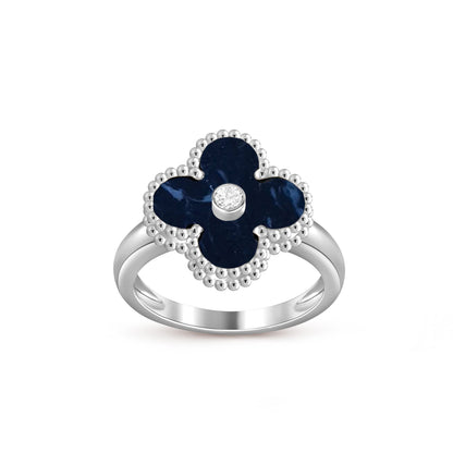 [Avelora]LUCKY CLOVER DIAMOND-ACCENT WHITE GOLD RING COLLECTION