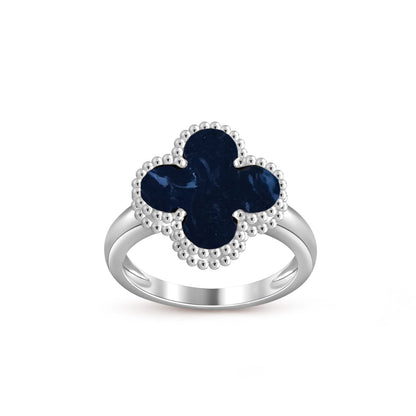[Avelora]LUCKY CLOVER VINTAGE WHITE GOLD RING COLLECTION
