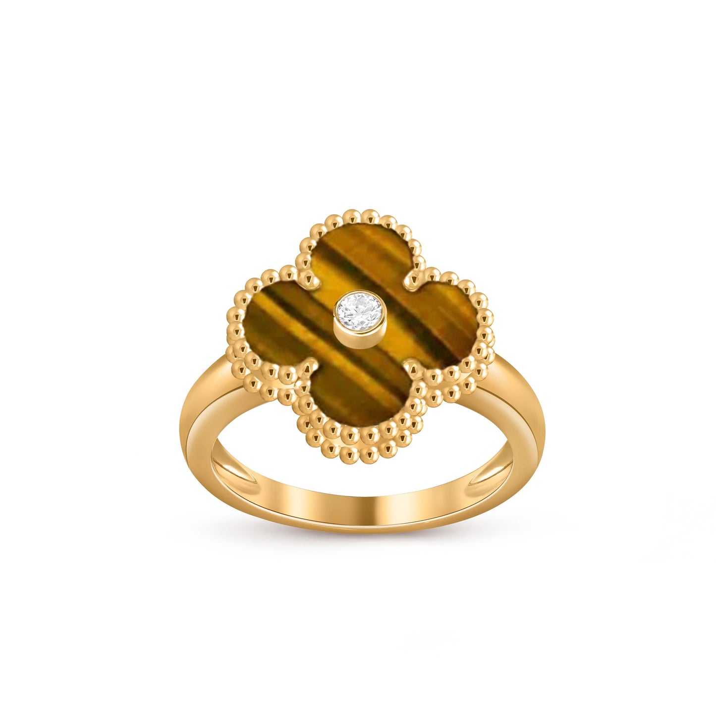 [Avelora]LUCKY CLOVER DIAMOND-ACCENT GOLD RING COLLECTION