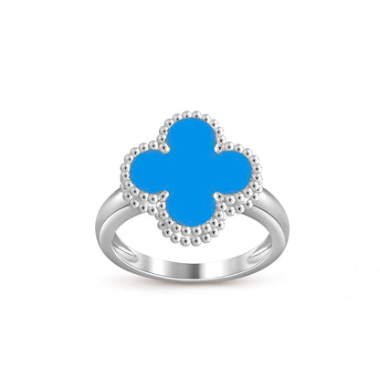 [Avelora]LUCKY CLOVER VINTAGE WHITE GOLD RING COLLECTION