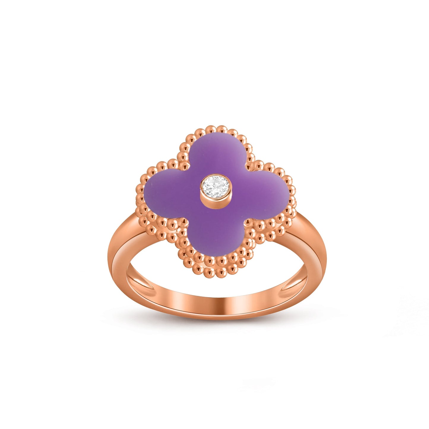 [Avelora]LUCKY CLOVER DIAMOND-ACCENT ROSE GOLD RING COLLECTION